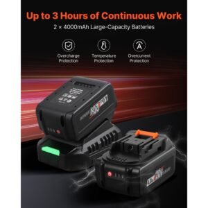 cordless impact wrench, 958.8 ft lbs / 1300 n·m high torque, 1/2 inch, 20v electric impact wrench with brushless motor, 2 x 4ah batteries, charger, 5 sockets and belt clip, for car tire truck