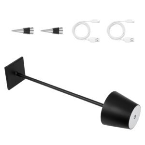 Cordless Table Lamp, 2-Pack, 5200mAh Built-in Rechargeable Battery Desk Lamp, Stepless Dimming Up, 3 Adjustable Heights, Detachable Lampshade for Bottle, Restaurant, Bedroom, Outdoor, Black