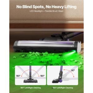 cordless vacuum cleaner, 25kpa max powerful suction, rechargeable anti tangle stick vacuum with dust cup, lightweight handheld vac with 35mins runtime for home, carpet, pet hair, hard floor