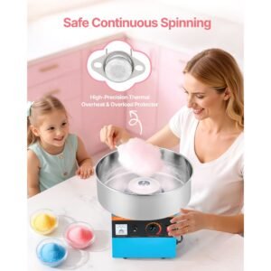 cotton candy machine commercial 1000w electric candy floss maker easy use with 15 inch stainless steel bowl and sugar scoop makes hard candy for home kids birthday family party blue 1.jpg