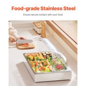 countertop food serving display container 1 x 1 pan stainless steel food serving tray buffet condiment dispenser display rack with clear lid 3 ice trays for restaurant hotel kitchen party 16.jpg