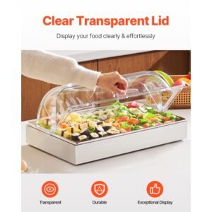 countertop food serving display container 1 x 1 pan stainless steel food serving tray buffet condiment dispenser display rack with clear lid 3 ice trays for restaurant hotel kitchen party 17.jpg