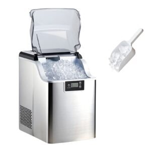 Countertop Ice Maker, 44 lbs per Day, Self-Cleaning Portable Machine with Scoop, 4 lbs Ice-Storage Basket, Nugget Ice-Making Machine with Chewable Ices for Home, Kitchen, Office, Bar & Party