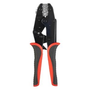 Crimping Tool, 24-10 AWG Ratcheting Wire Crimper Tool, Labor-Saving Electrical Terminal Crimp Pliers with Clear Metric & AWG Markings, Quick Release, Adjustable Pressure for Multiple Terminals