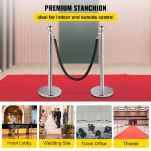 crowd control stanchion set of 2 pieces stanchion stanchion set with 5 ft15 m black velvet rope silver crowd control barrier with sturdy concrete and metal base easy connect assembly 1.jpg