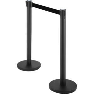 crowd control stanchion set of 6 pieces stanchion set stanchion set with 66 ft2 m black retractable belt black crowd control barrier with concrete and metal base easy connect assembly 2.jpg
