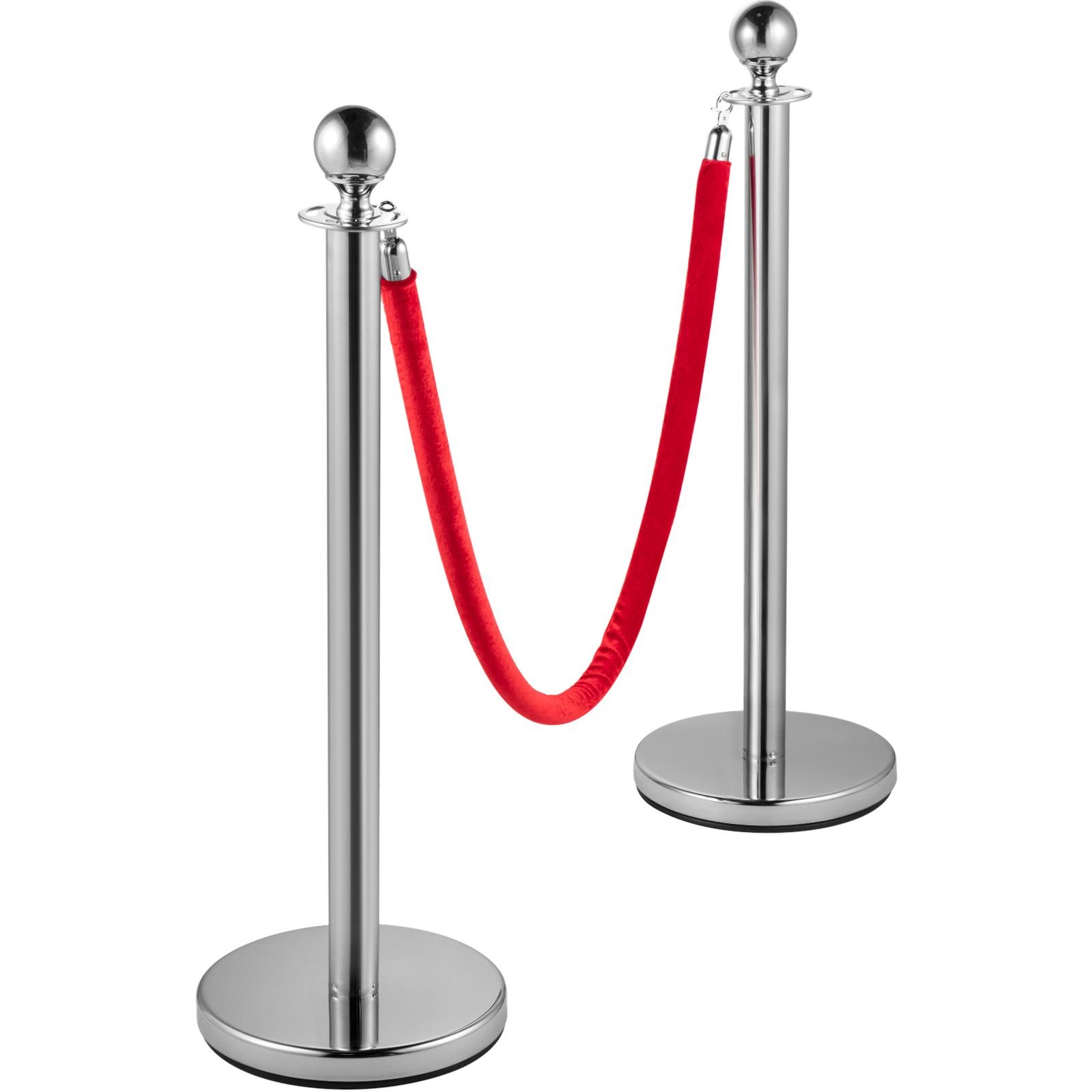 crowd control stanchion set of 8 pieces silver stanchion set stanchion set with 5 ft15 m red velvet rope crowd control barrier with sturdy concrete and metal base.jpg