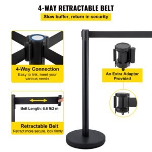 crowd control stanchions 6 pack crowd control barriers with 3pcs 65ft retractable belt stanchion posts queue pole for crowd control barriers easy assembly 3.jpg