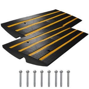Curb Ramp, 2 Pack, 2.6" Rise, Rubber Driveway Ramps, Heavy Duty 33069 lbs Weight Capacity Threshold Ramp, Curbside Bridge Ramps for Loading Dock Garage Sidewalk, Expandable Full Ramp Set