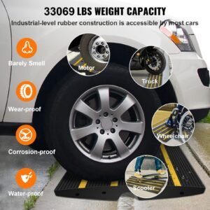 curb ramp 26 rise rubber driveway ramps heavy duty 33069 lbs weight capacity threshold ramp curbside bridge ramps for loading dock garage sidewalk expandable full ramp set 3.jpg