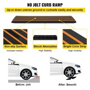 curb ramp 26 rise rubber driveway ramps heavy duty 33069 lbs weight capacity threshold ramp curbside bridge ramps for loading dock garage sidewalk expandable full ramp set 4.jpg