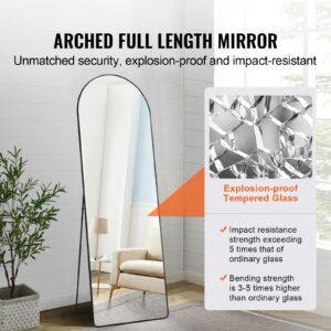 curved tall mirror 65 x 22 spacious standalone or wall mount reflective surface with aluminum frame comprehensive view dress mirror for bedroom or living space black 1.jpg