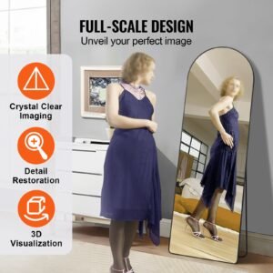 curved tall mirror 65 x 22 spacious standalone or wall mount reflective surface with aluminum frame comprehensive view dress mirror for bedroom or living space black 2.jpg