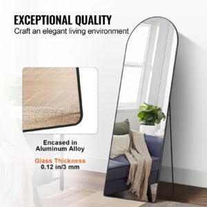 curved tall mirror 65 x 22 spacious standalone or wall mount reflective surface with aluminum frame comprehensive view dress mirror for bedroom or living space black 3.jpg
