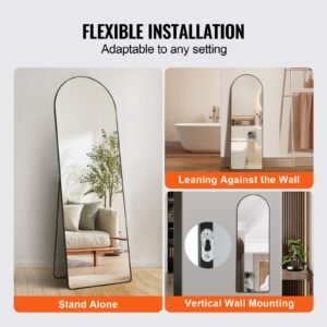 curved tall mirror 65 x 22 spacious standalone or wall mount reflective surface with aluminum frame comprehensive view dress mirror for bedroom or living space black 4.jpg