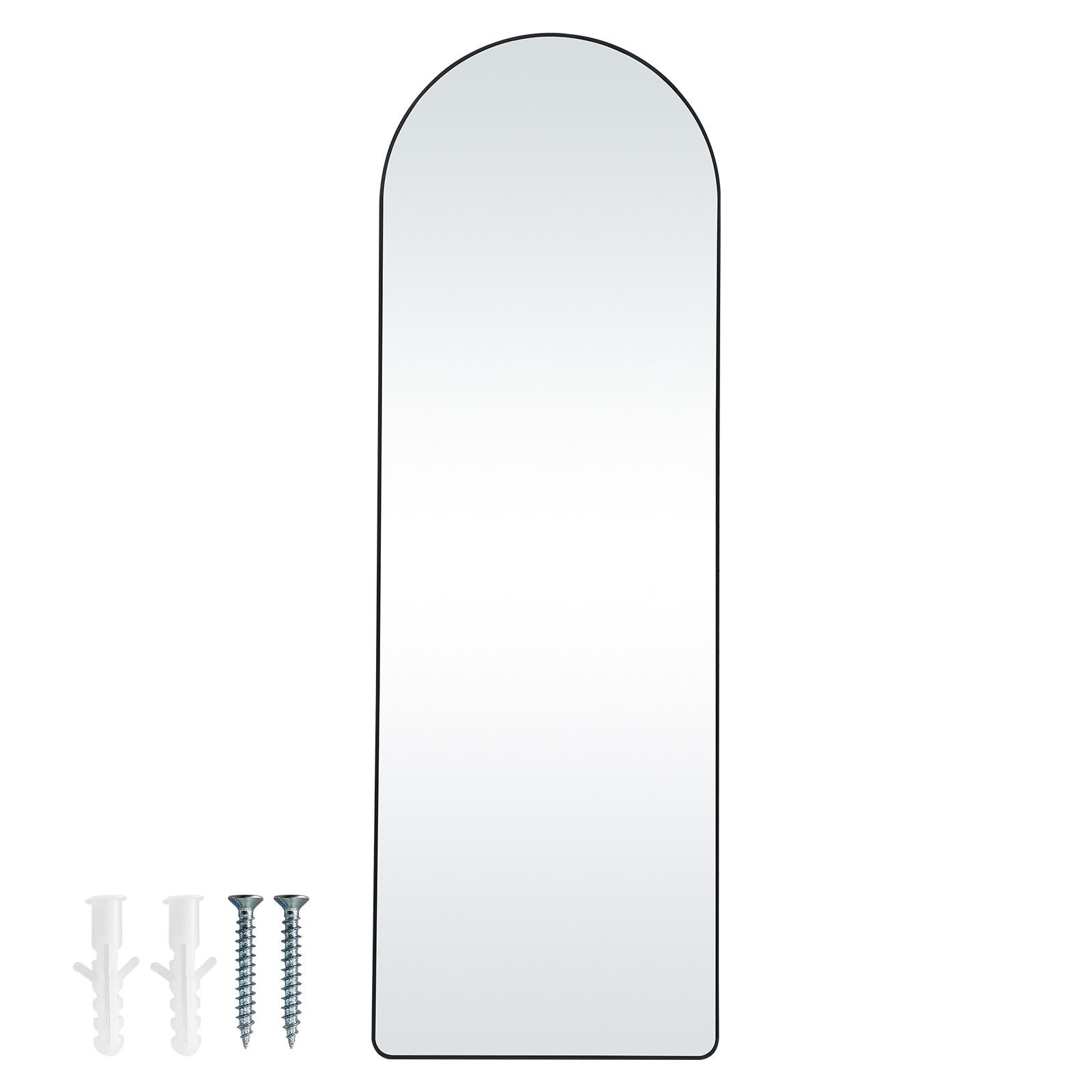 curved tall mirror 65 x 22 spacious standalone or wall mount reflective surface with aluminum frame comprehensive view dress mirror for bedroom or living space black.jpg