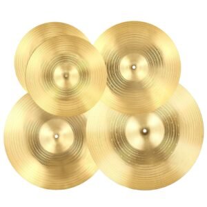 Cymbal Pack, 4 Pieces Cymbals for Drum Set, Alloy Cymbals Drum Set Includes 14-inch Hi-Hats, 16-inch Crash, 18-inch Crash, 20-inch Ride, Drumsticks & Cymbal Bag, Alloy Cymbal Pack for Drummer