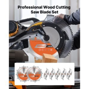 dado blade set, 8 inch diameter, 12 sharp alloy teeth, 5/8 inch arbor, fine finish, stacking dado blades with chippers and shims, noise reducing heat vents, for cutting plywood, osb, hardwood