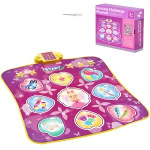 Dance Mat, 9-Button Dance Mixer Rhythm Step Play Mat, Electronic Dance Pad with 3 Game Modes, Adjustable Volume, Built-in Music, 8 Challenge Levels, Birthday Toys Gifts for 3+ Year Old Girls