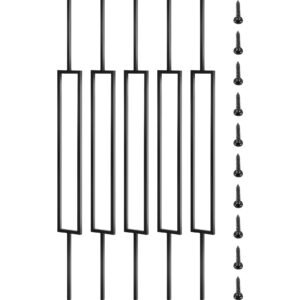 Deck Balusters, 10 Pack Metal Deck Spindles, 44"x0.5" Staircase Baluster with Screws, Iron Deck Railing for Wood and Composite Deck, Stylish Black Baluster for Outdoor Stair Deck Porch