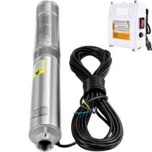 Deep Well Submersible Pump, 2HP 230V/60Hz, 37GPM 427 ft Head, with 33 ft Cord & External Control Box, 4 inch Stainless Steel Water Pumps for Industrial, Irrigation and Home Use, IP68 Waterproof