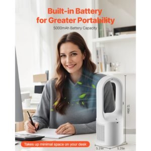 desk fan bladeless 1299 inch portable desk fan 6 speed usb quiet cooling small tower fan with rechargeable battery easy to clean kids friendly blows cold air for bedroom office home 4.jpg