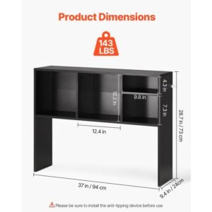 desktop bookshelf 1 tier desktop storage organizer 37 x 94 x 287 office storage rack wood display shelf desktop bookshelf hutch with anti slip feet pads for office home dorm black 2.jpg