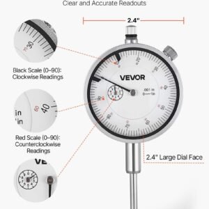 dial test indicator, 0.001 inch accuracy, 0 1 inch measuring range, easy to read large dial, professional for internal diameter measurement, runout detection, flatness inspection