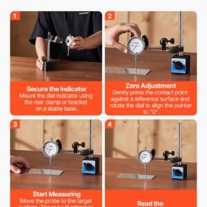 dial test indicator, 0.001 inch accuracy, 0 1 inch measuring range, easy to read large dial, professional for internal diameter measurement, runout detection, flatness inspection