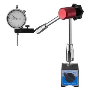 Dial Test Indicator with Magnetic Flexible Base Stand, 0.001 inch Accuracy, 0-1 inch Range, Fine Adjustable Long Arm, Professional for Machine Set-Up, Narrow Area Measurement, Easy to Read