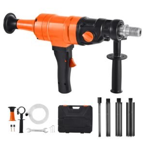 Diamond Core Drilling Machine, 8 in Drilling Diameter, Handheld Dry and Wet Concrete Core Drill Rig with 4 Drill Bits, 1075/2300 RPM 2-Speed, UNC1 1/4-7 Thread, for Concrete Brick Stone, 1800W