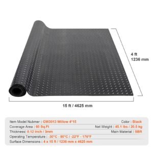diamond plate rubber flooring roll 3 mm x 4 ft x 15 ft garage floor mat sbr rubber garage flooring roll easy to clean diamond plate rubber mat for under cars garage industry gym black 4.jpg