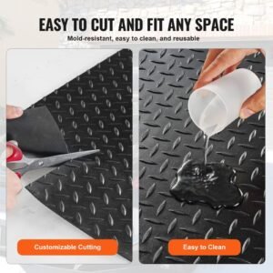diamond plate rubber flooring roll 3 mm x 4 ft x 8 ft garage floor mat sbr rubber garage flooring roll easy to clean diamond plate rubber mat for under cars garage industry gym black 4.jpg