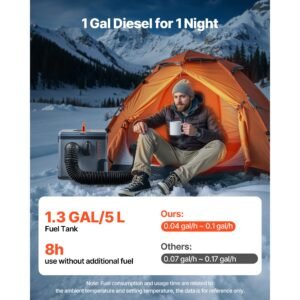 diesel heater, 8kw, dc 12v/24v, all in one portable diesel air heater with bluetooth app control, remote control and lcd screen, 1.3 gal fuel tank for trucks, vans, rvs, campers, and garages