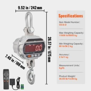digital crane scale 11000 lbs5000 kg industrial heavy duty hanging scale with remote control cast aluminum case led screen high precision for construction factory farm hunting silver 5.jpg