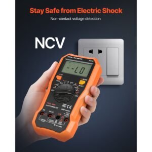 digital multimeter, 6000 count trms dc/ac voltmeter current tester, professional ncv multimeter for current voltage resistance capacitance duty cycle tempetature diodes continuity live wire test
