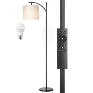 dimmable floor lamp color temperature brightness adjustable modern standing lamp with remote control foot switch floor lamp for living room bedroom officeled bulb lampshade included.jpg