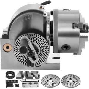Dividing Head BS-0 5Inch 3 Jaw Chuck Dividing Head Set Precision Semi Universal Dividing Head for Milling Machine Rotary Table Tailstock Milling Set (5 Inch Chuck)