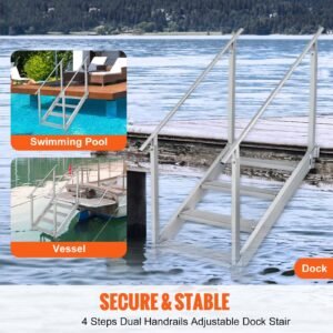 dock ladder 4 step dock stairs 30 38 adjustable height 500 lbs load capacity aluminum pontoon boat ladder with dual handrails nonslip mat for shiplakepoolmarine boarding 1.jpg