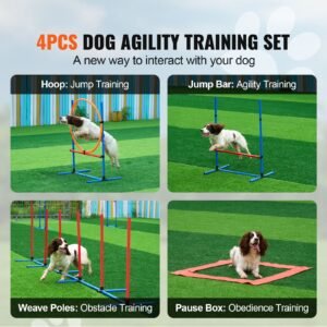 dog agility training equipment 4 pcs set with adjustable high hurdles6 weave polesjump ringsquare pause boxwhistlefoldable bowl puppy obstacle course kit for backyard indoor outdoor 1.jpg