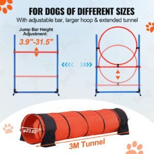 dog agility training equipment 5 pcs set upgrade with adjustable high hurdles6 weave polesextended tunneljump ringpause boxwhistlefoldable bowlpuppy obstacle course kit with storage bag 3.jpg