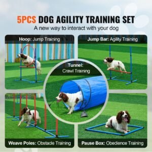 dog agility training equipment 5 pcs set with adjustable high hurdles6 weave poles tunnel jump ring pause box whistle foldable bowl puppy obstacle course kit with storage bags 1.jpg