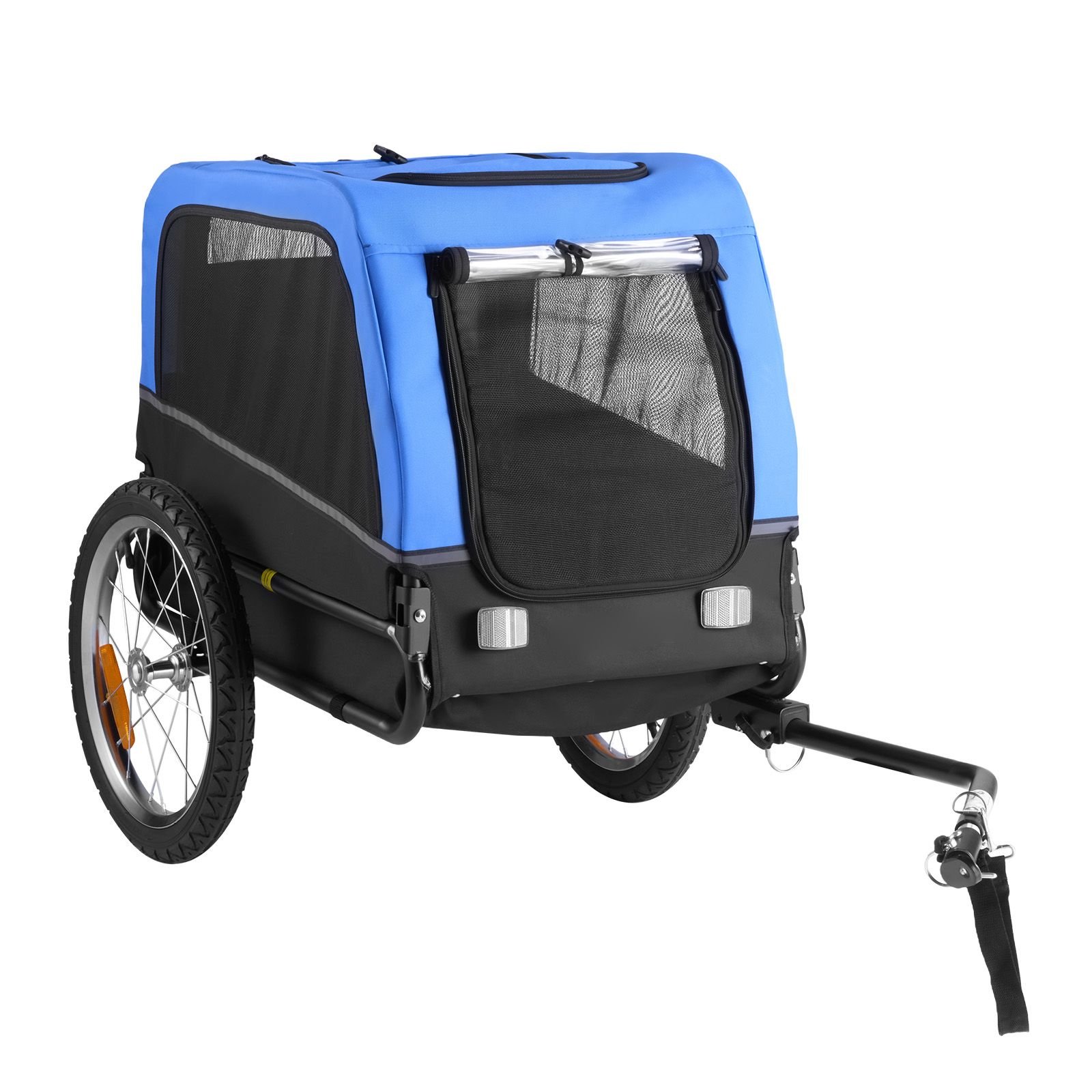 dog bike trailer, supports up to 66 lbs, pet cart bicycle carrier for small & medium dogs, easy folding frame with quick release wheel, universal bicycle coupler, reflector, flag, internal leash