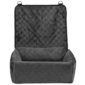 Dog Car Seat, Dog Booster Seat for Car with A Storage Pocket, Clip-On Safety Leash, Sponge and PP Cotton Filling, Dog Car Bed for Small & Medium Dog up to 40lbs, Black