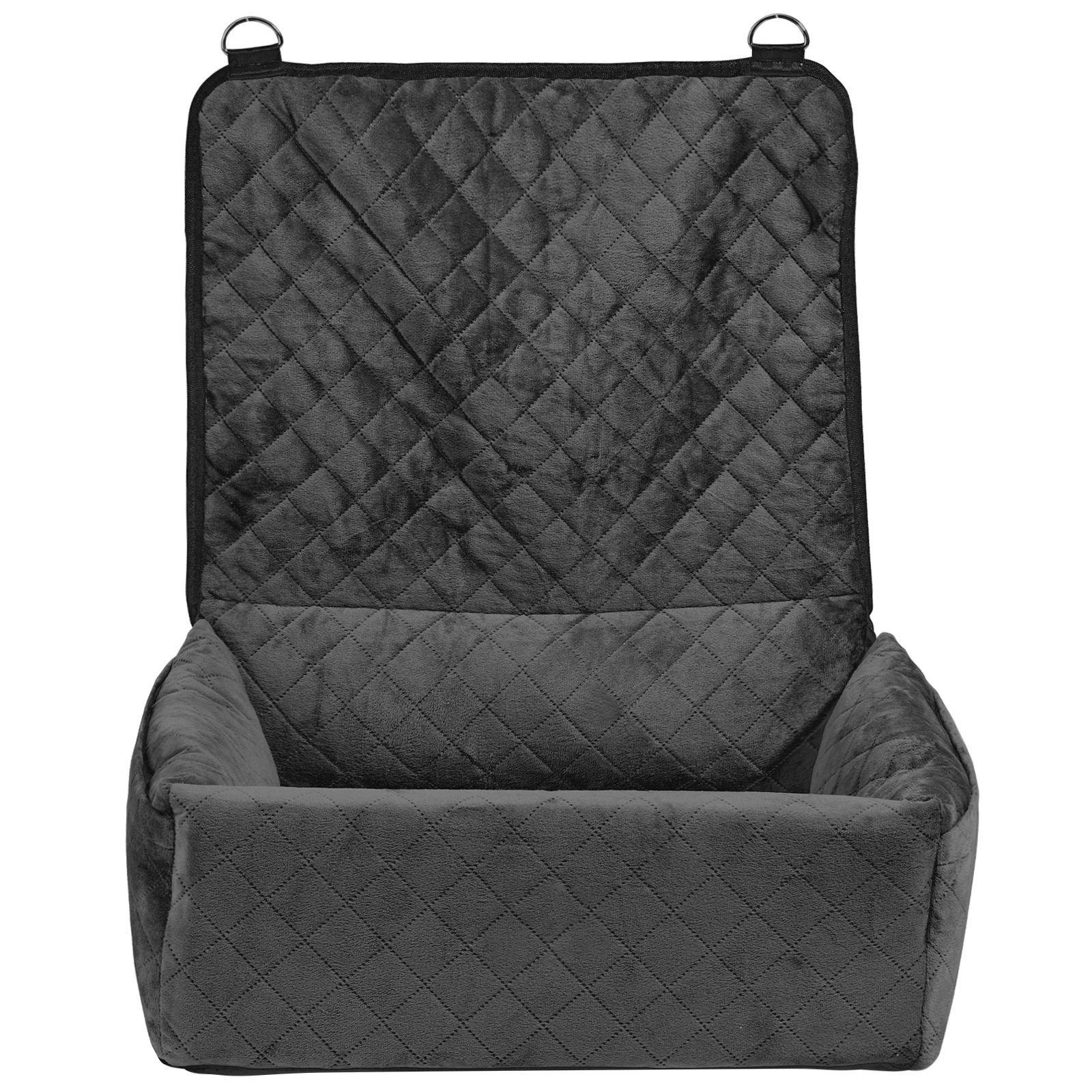 dog car seat, dog booster seat for car with a storage pocket, clip on safety leash, sponge and pp cotton filling, dog car bed for small & medium dog up to 40lbs, black