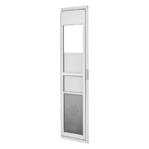 Dog Door for Sliding Glass Door, 75 7/8" to 80 11/16" Adjustable Height, Aluminum Alloy Frame with Flap and Lock, for Extra Large-Sized Dogs, 180° Swing-Open Sliding Glass Pet Doors for Renters