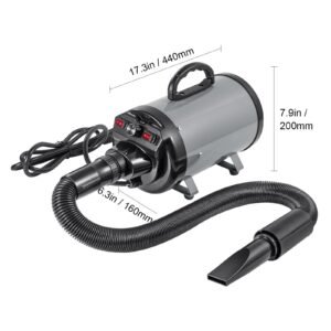 dog dryer 2000w27hp dog blow dryer pet grooming dryer with adjustable speed and temperature control pet hair dryer with 4 nozzles and extendable hose grey and black 4.jpg
