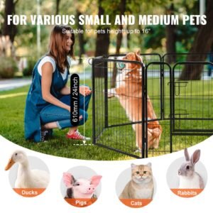 dog playpen 8 pcs 24 x 24 in panels foldable metal pet exercise pen dog fence indoor and outdoor pen with door storage bag top cover and bottom pad for dogs cats and other small animals 2.jpg