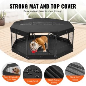 dog playpen 8 pcs 24 x 24 in panels foldable metal pet exercise pen dog fence indoor and outdoor pen with door storage bag top cover and bottom pad for dogs cats and other small animals 3.jpg