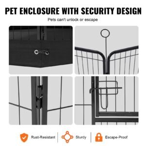 dog playpen 8 pcs 24 x 24 in panels foldable metal pet exercise pen dog fence indoor and outdoor pen with door storage bag top cover and bottom pad for dogs cats and other small animals 4.jpg